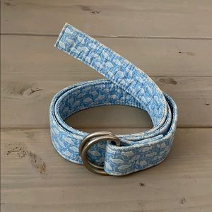 Vineyard Vines D-Ring Fish Print Belt - Blue